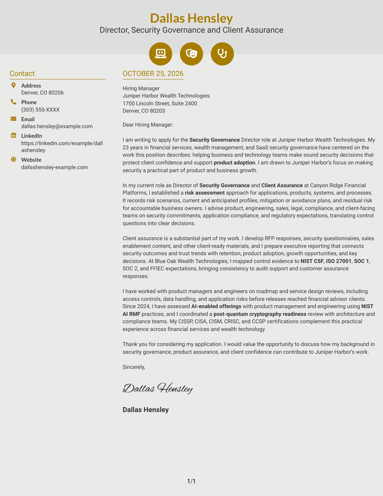 Cover letter example — page 1