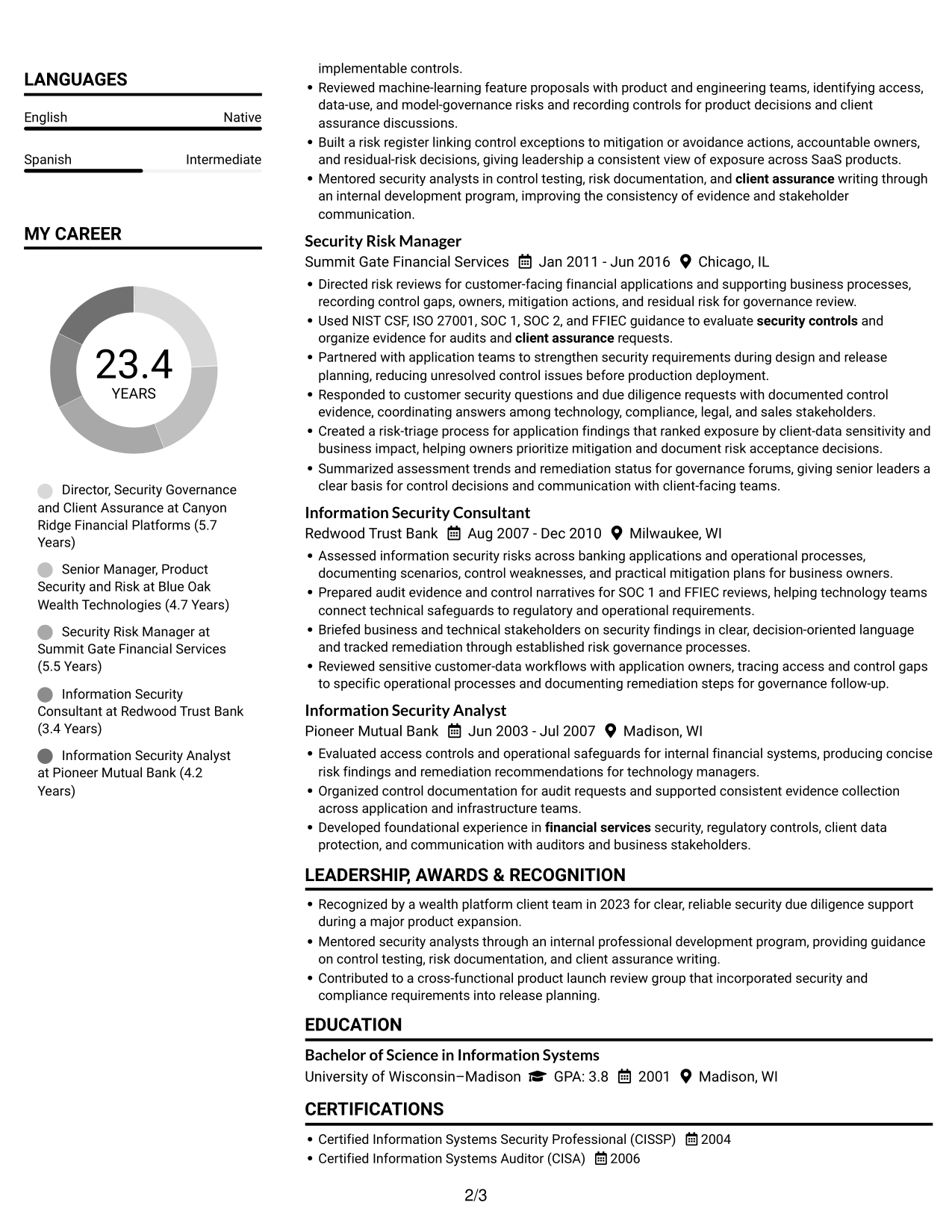 Resume example — page 2
