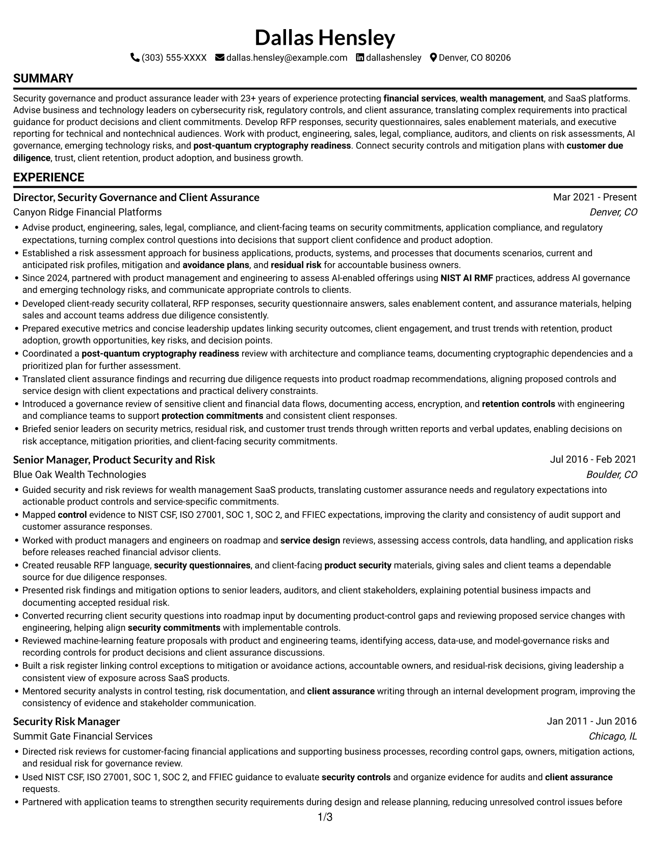 Resume example — page 1