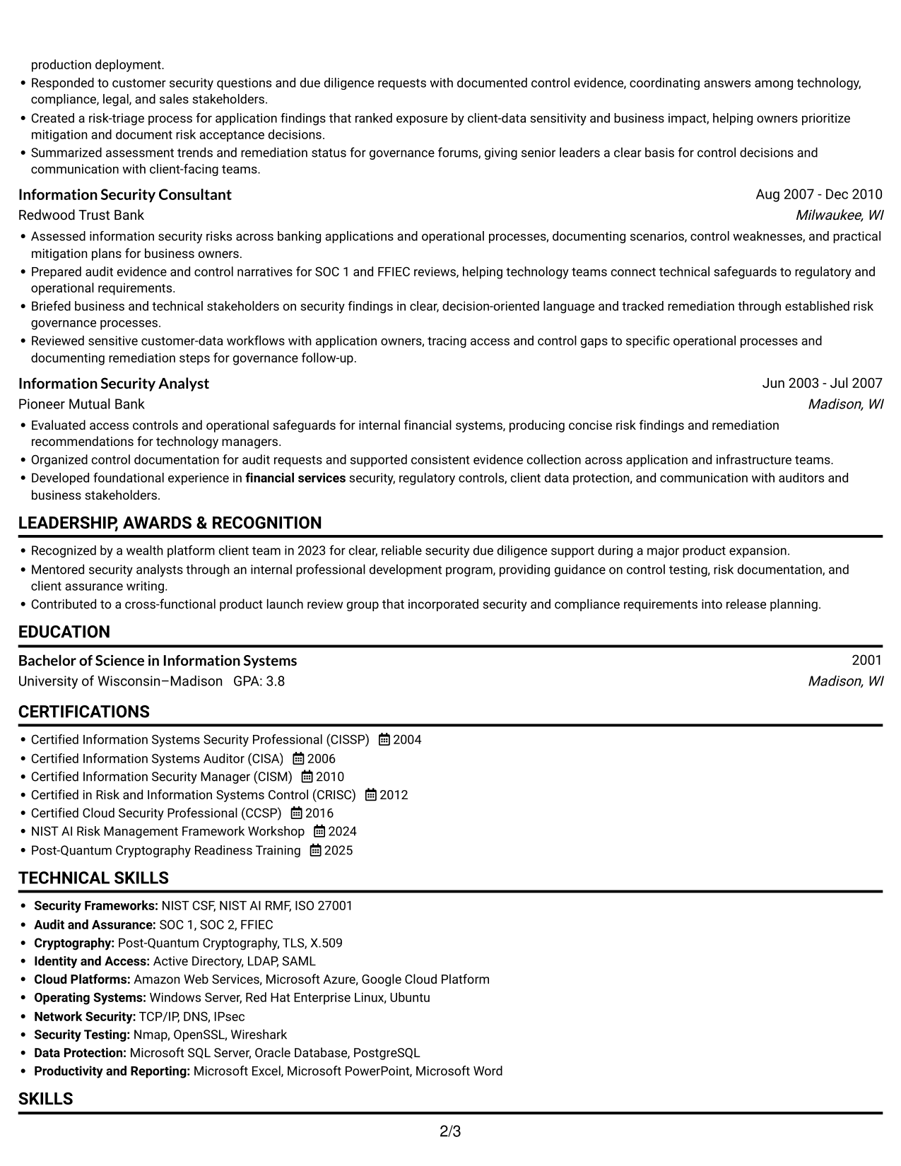 Resume example — page 2