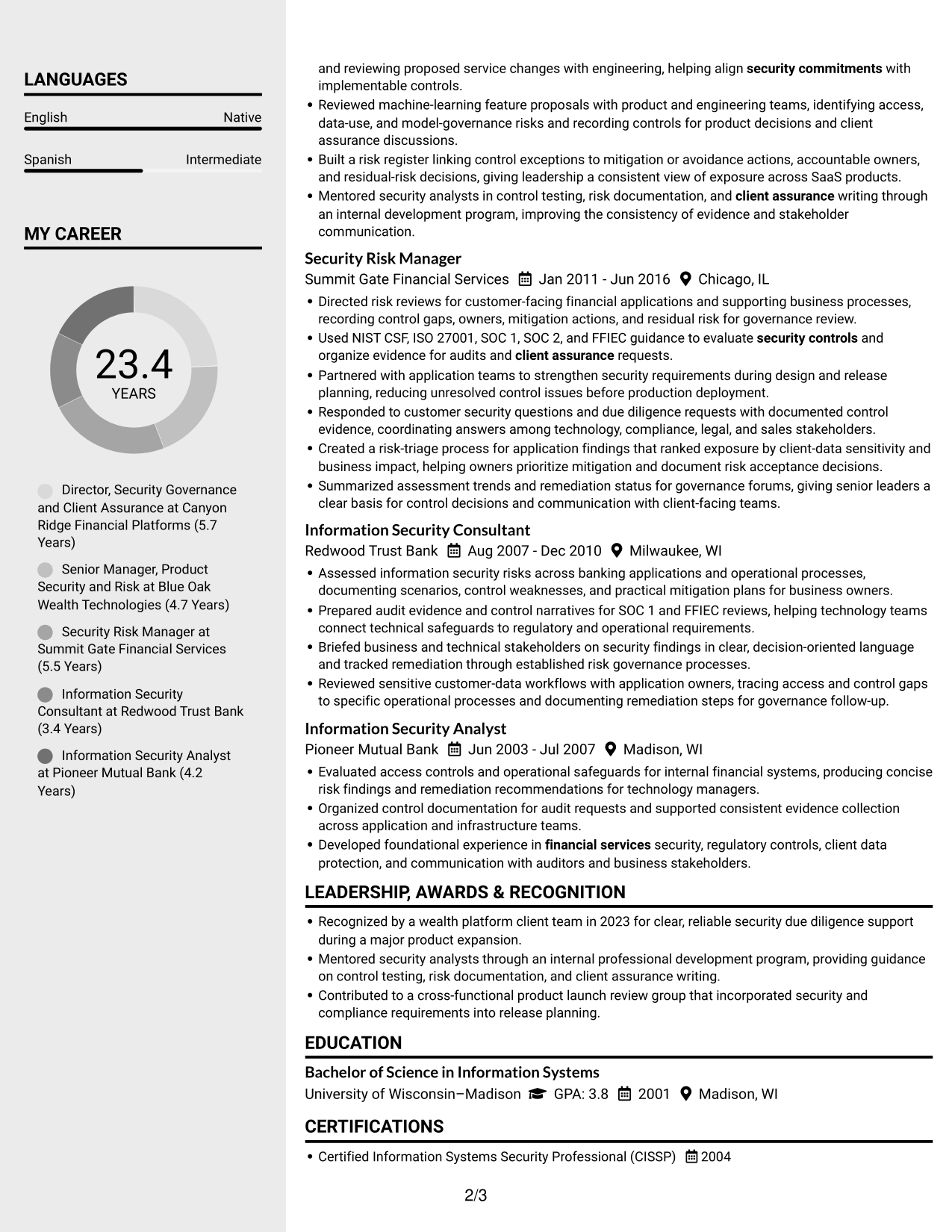 Resume example — page 2