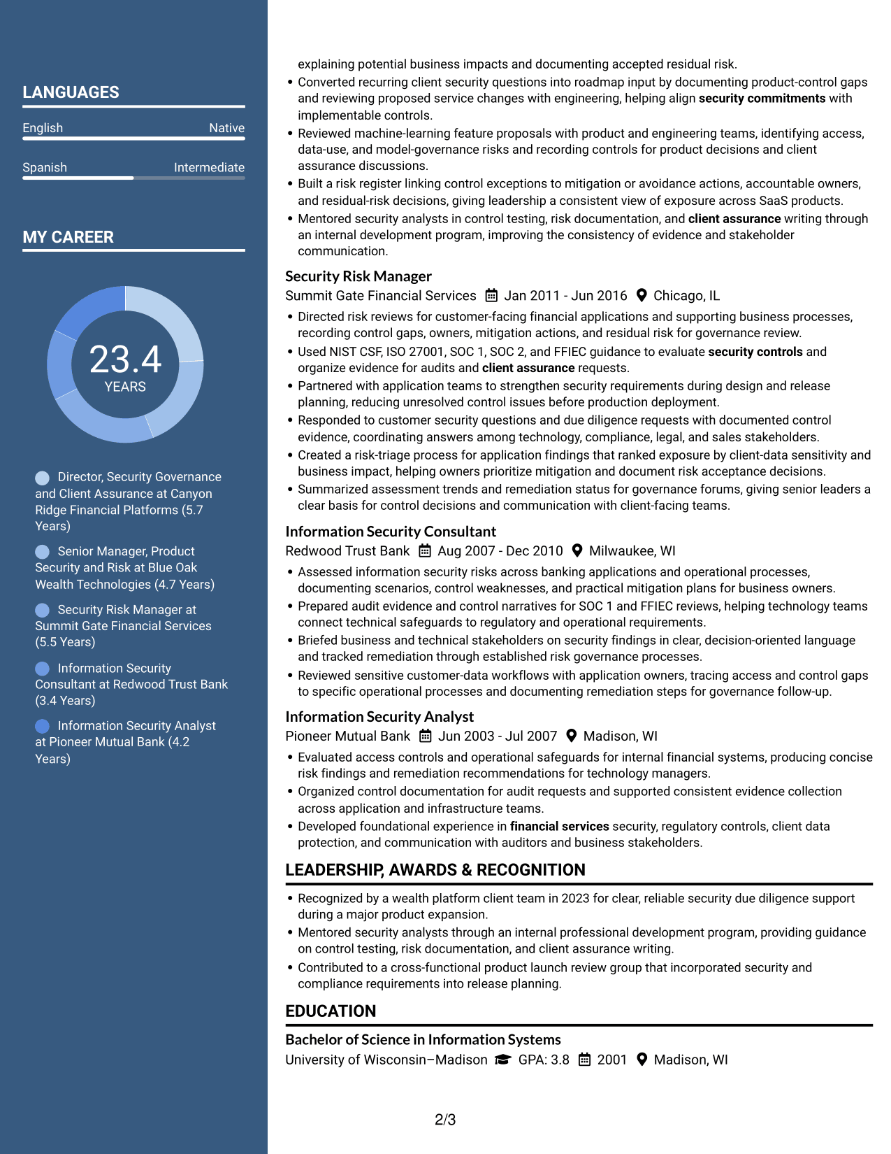 Resume example — page 2