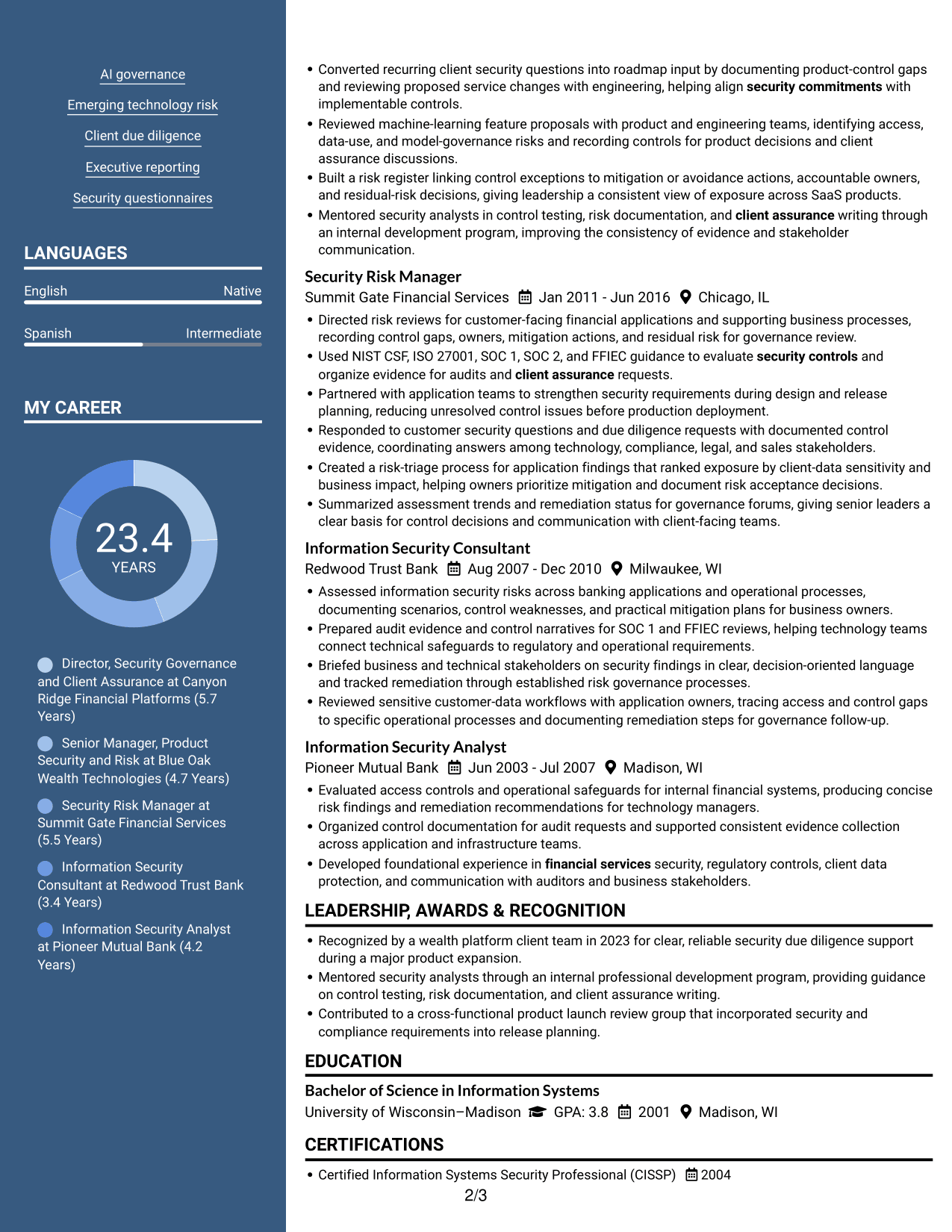 Resume example — page 2