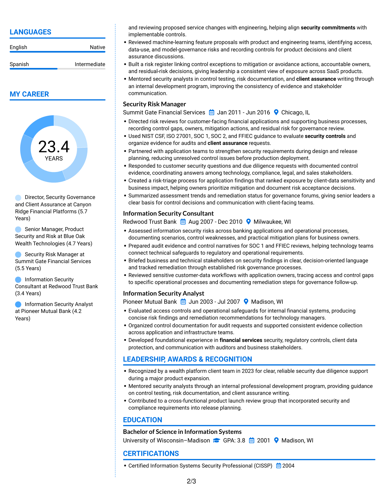 Resume example — page 2