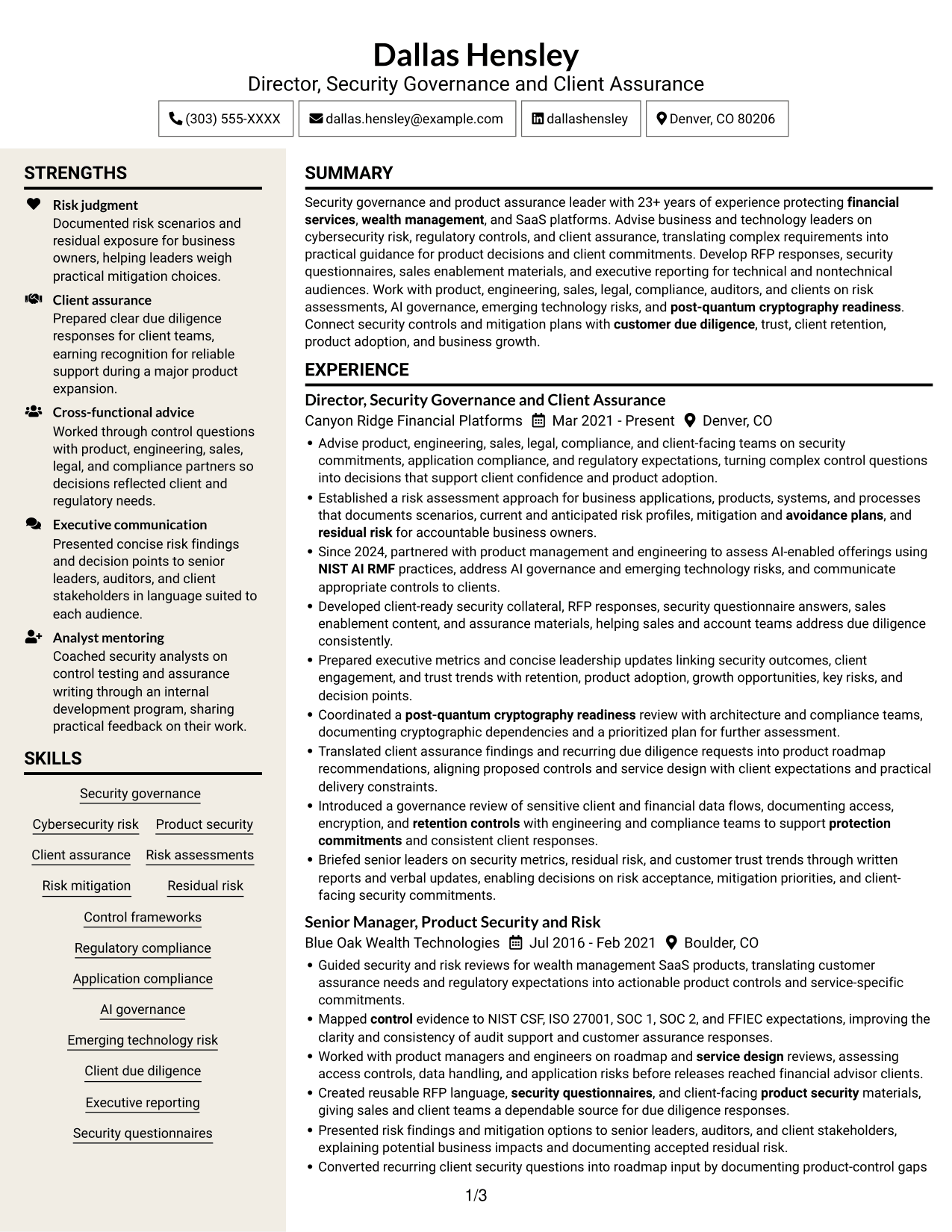 Resume example — page 1