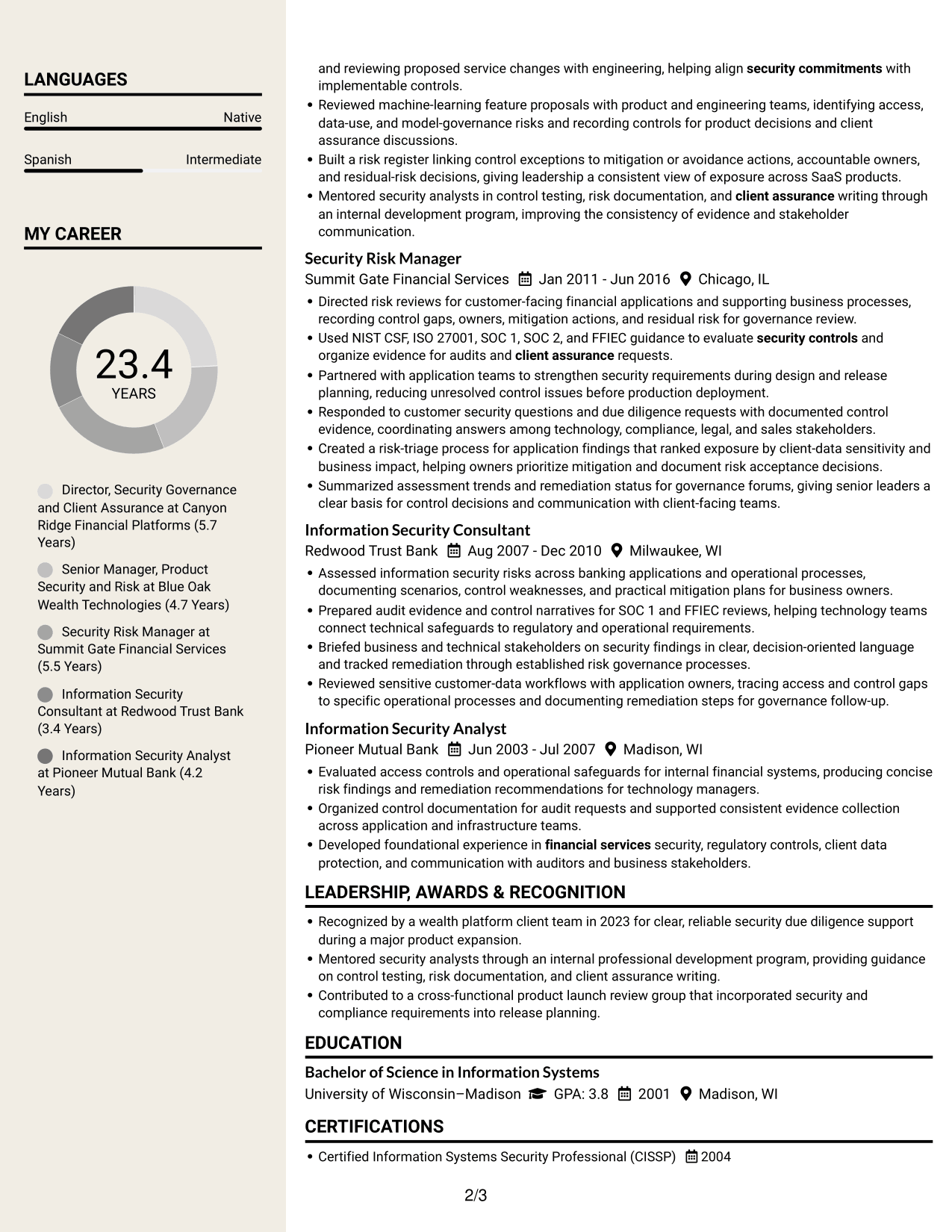Resume example — page 2