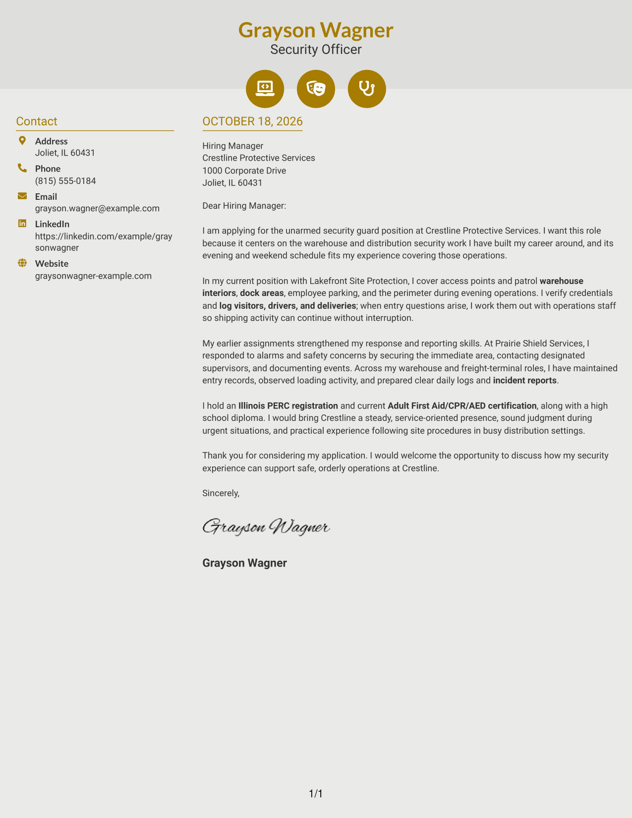 Cover letter example — page 1