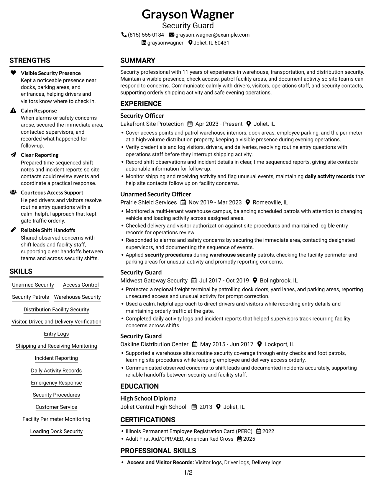 Resume example — page 1