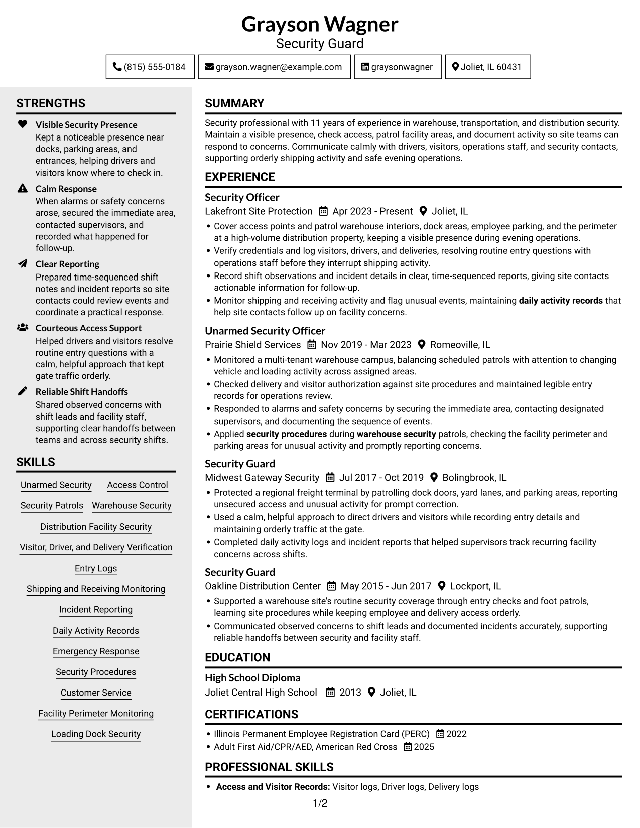 Resume example — page 1