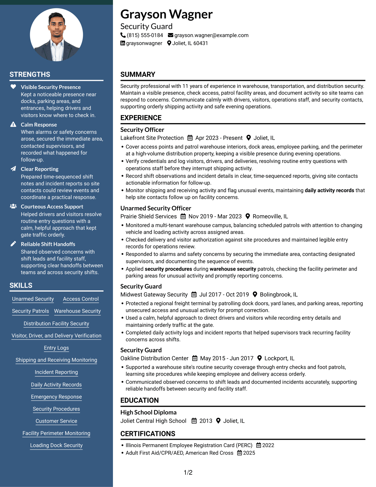 Resume example — page 1