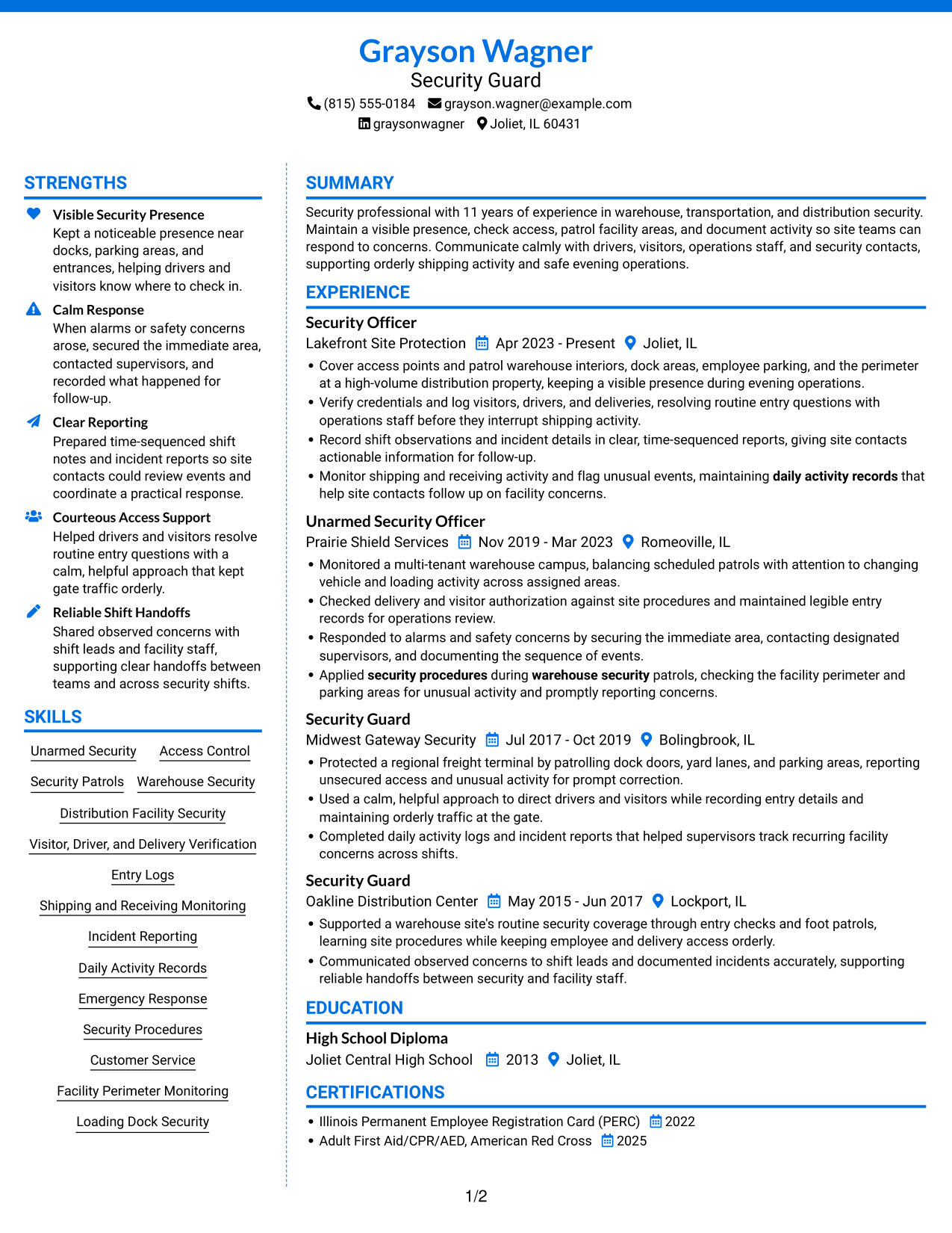 Resume example — page 1