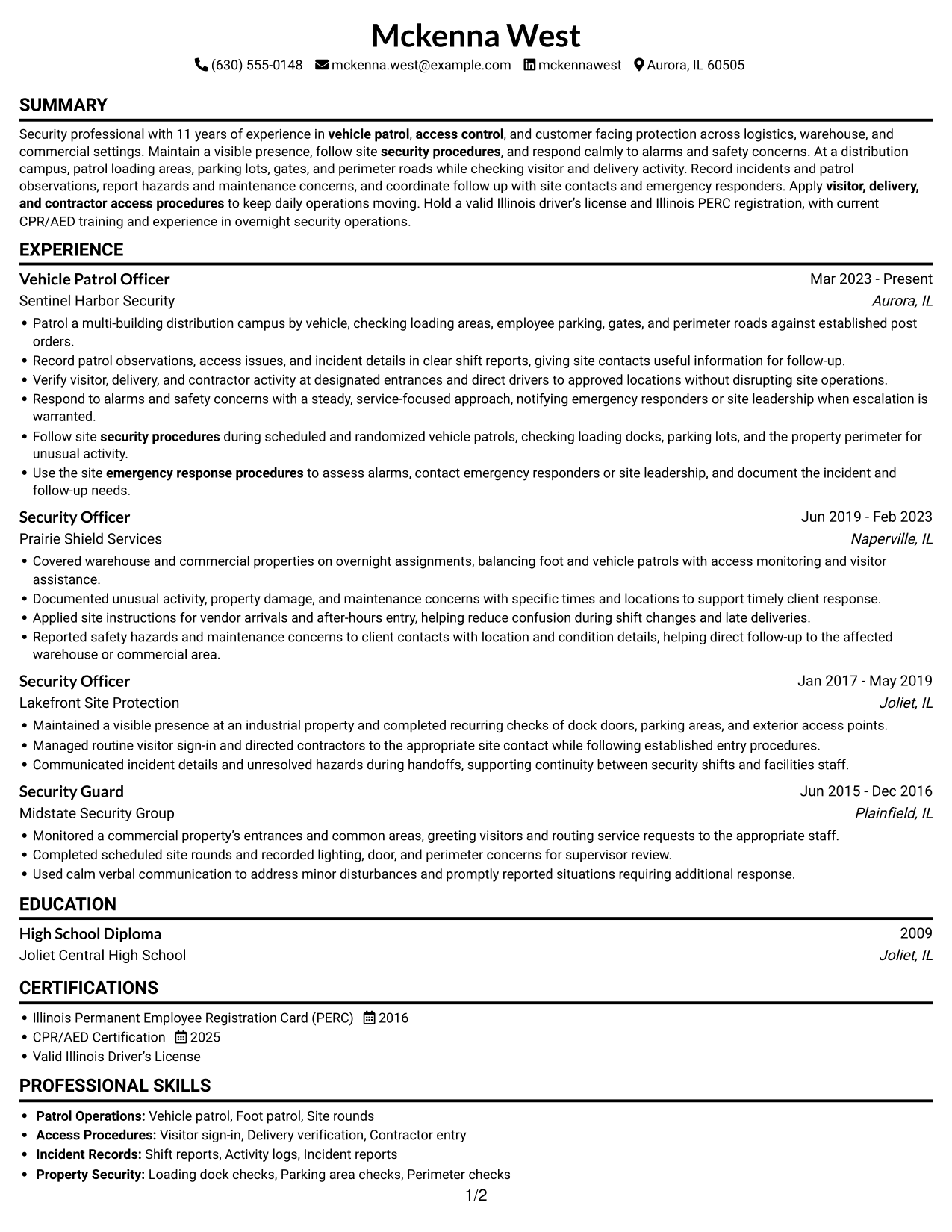 Resume example — page 1