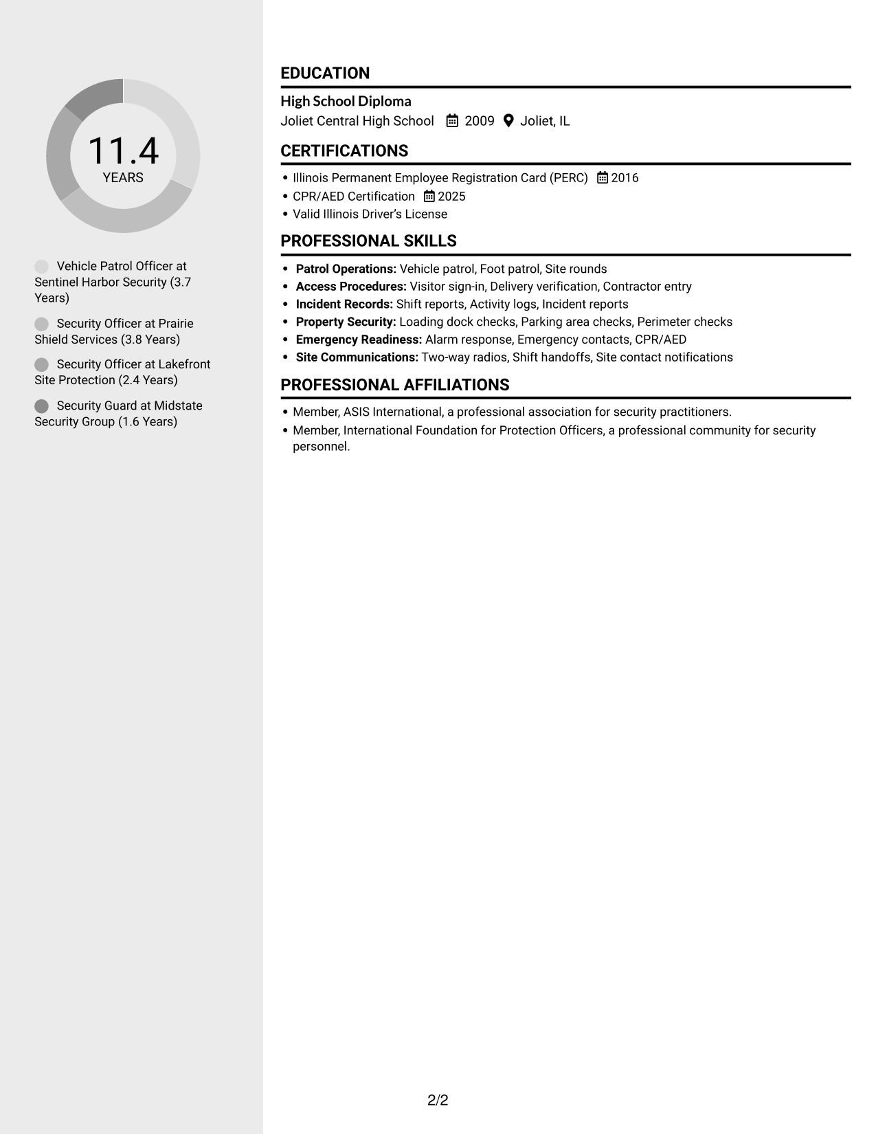 Resume example — page 2