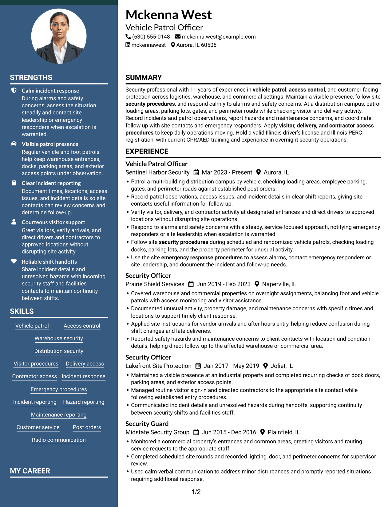 Resume example — page 1