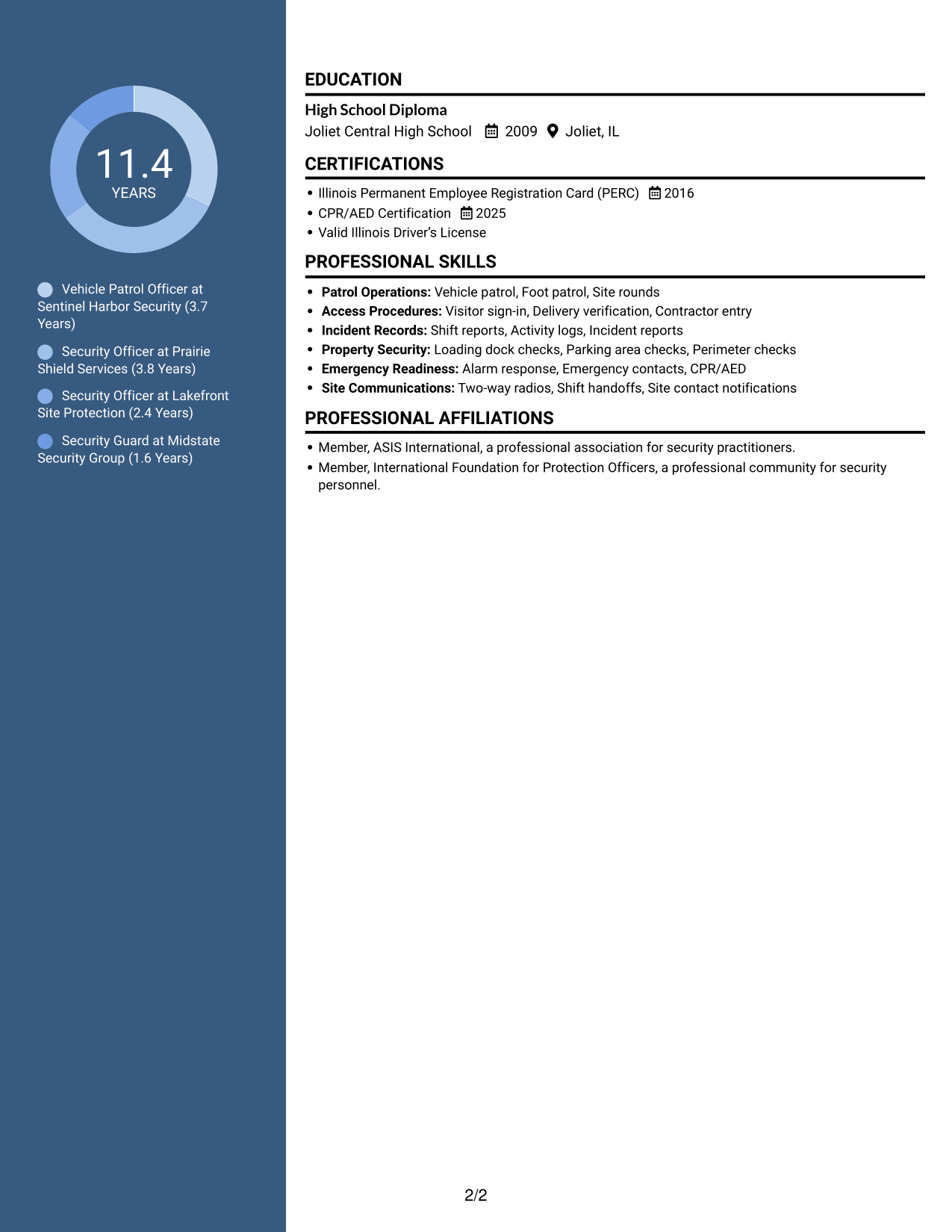Resume example — page 2