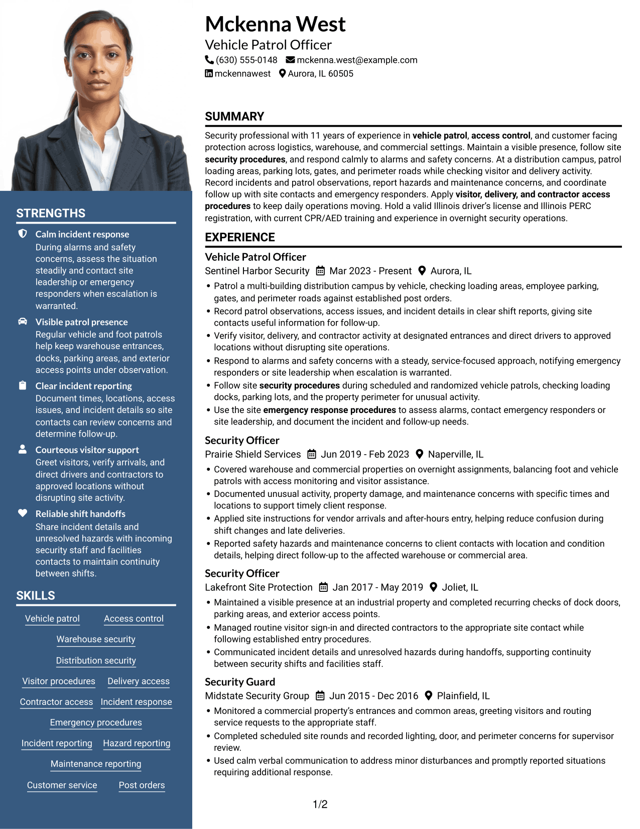 Resume example — page 1