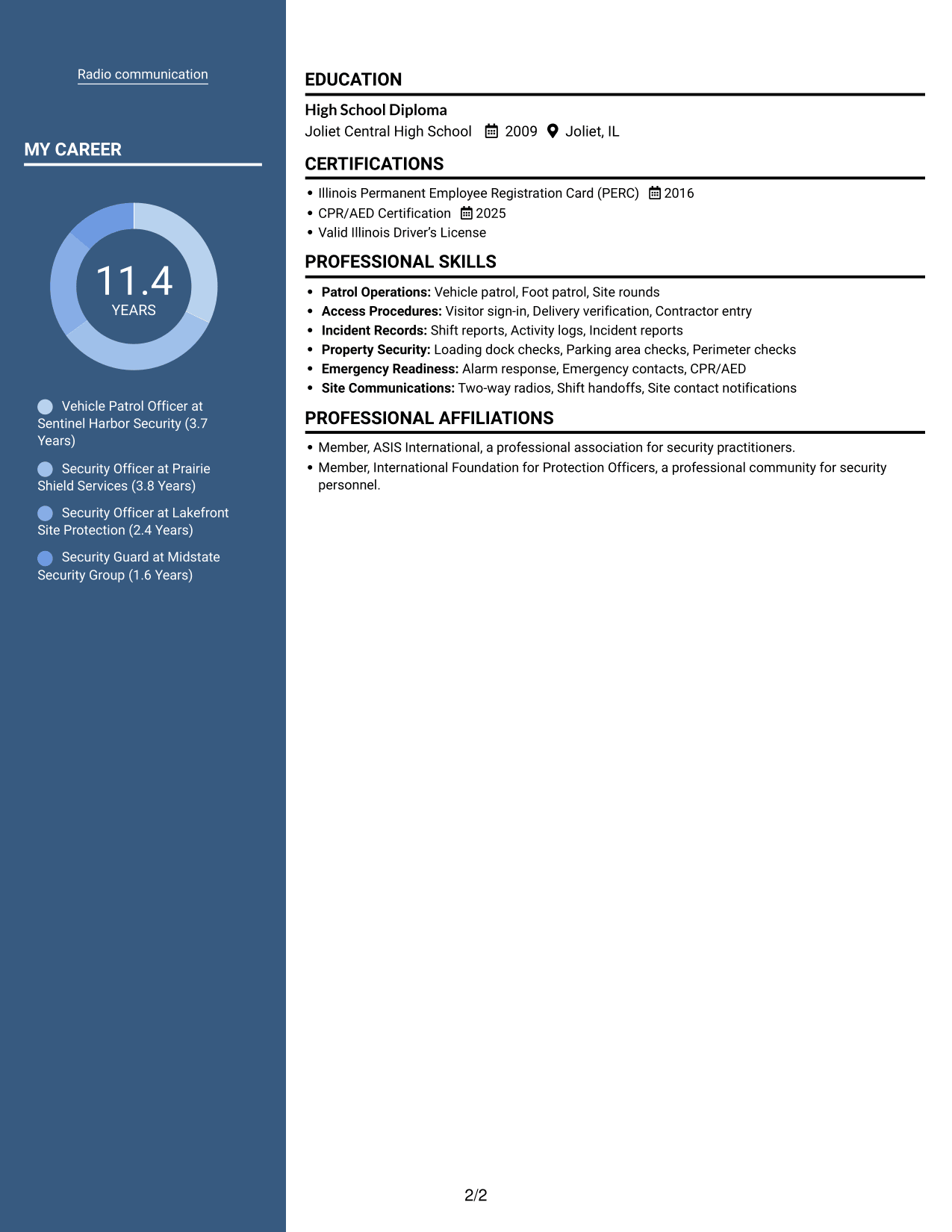 Resume example — page 2