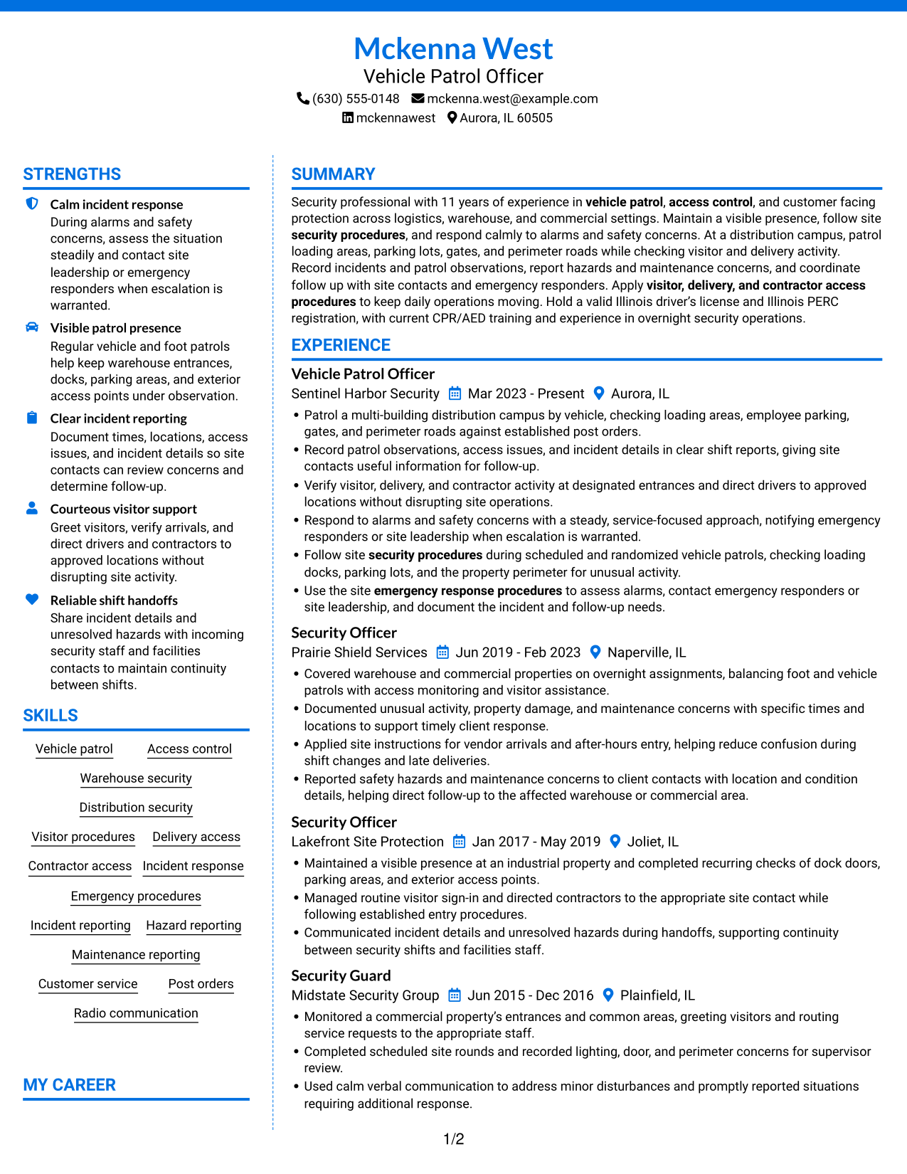 Resume example — page 1