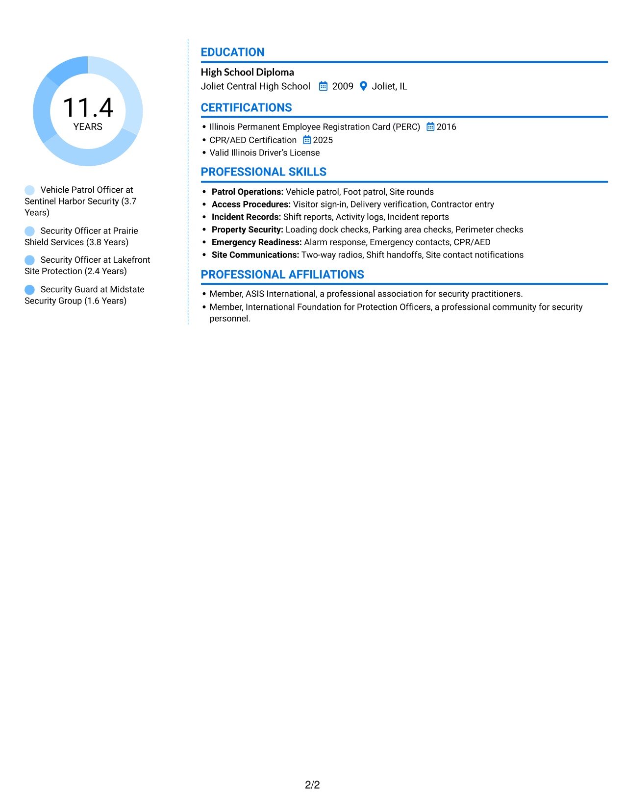 Resume example — page 2