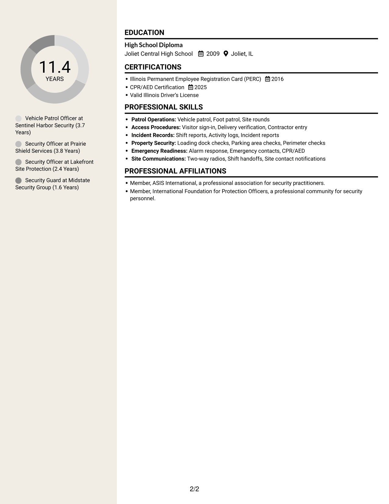 Resume example — page 2
