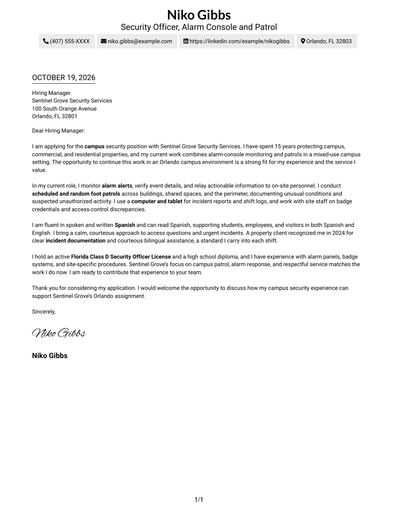 Cover letter example — page 1