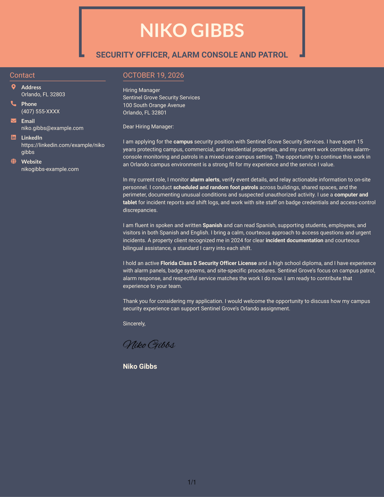 Cover letter example — page 1
