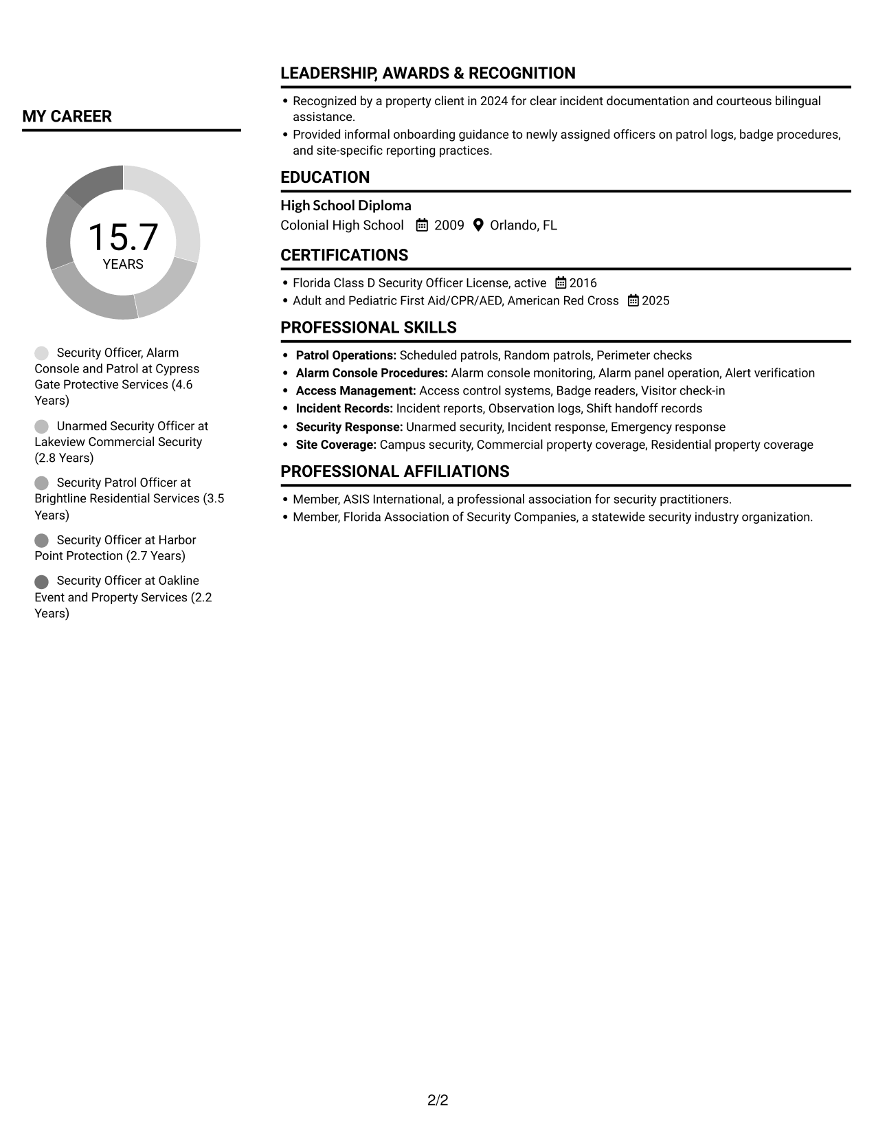 Resume example — page 2