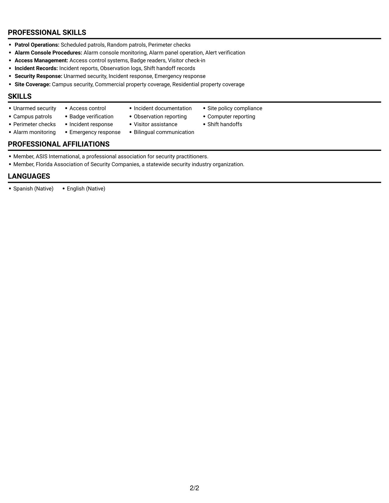 Resume example — page 2