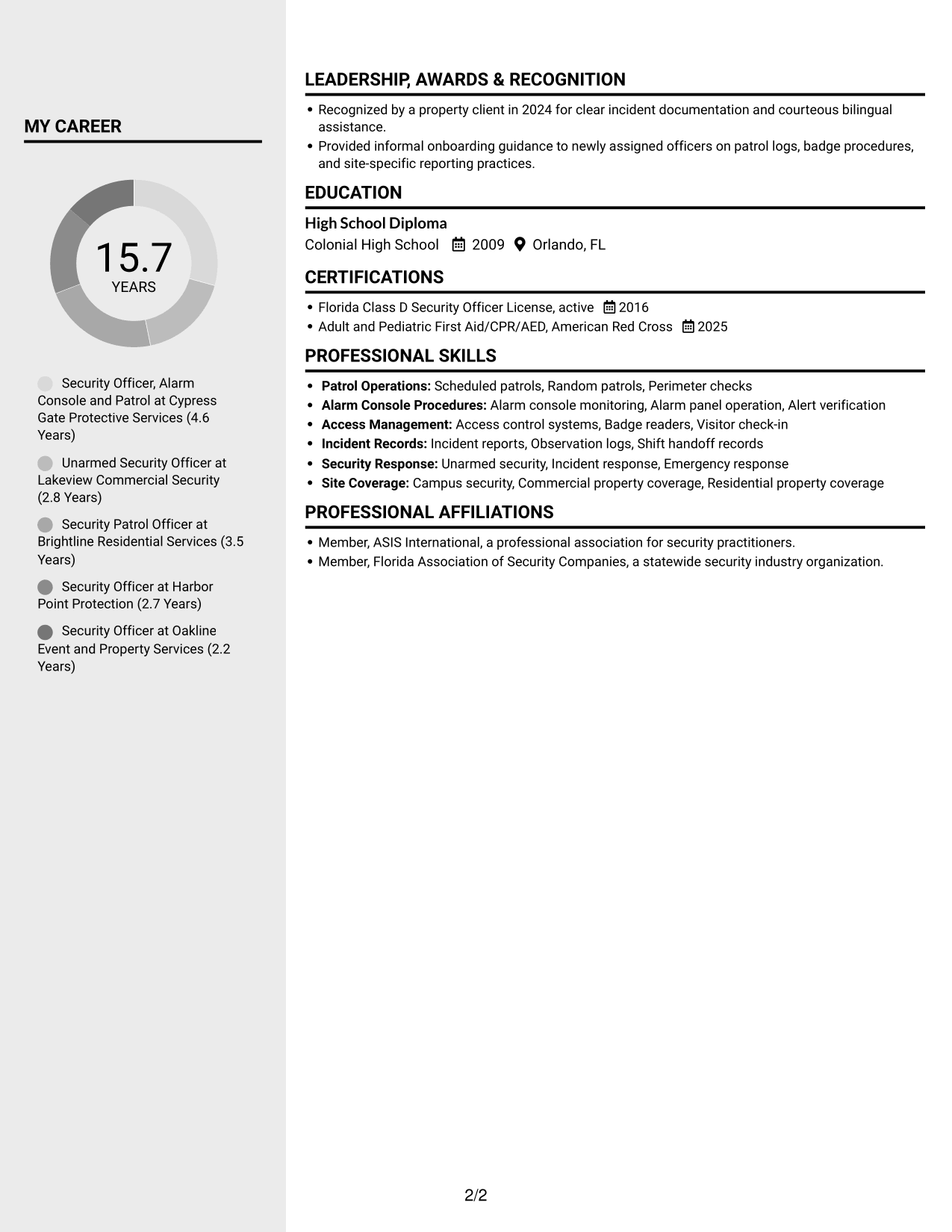 Resume example — page 2