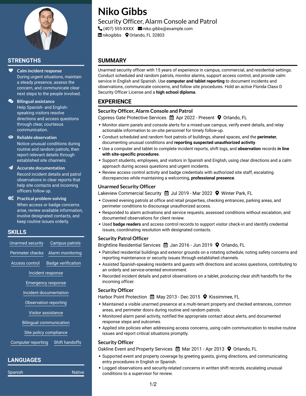 Resume example — page 1
