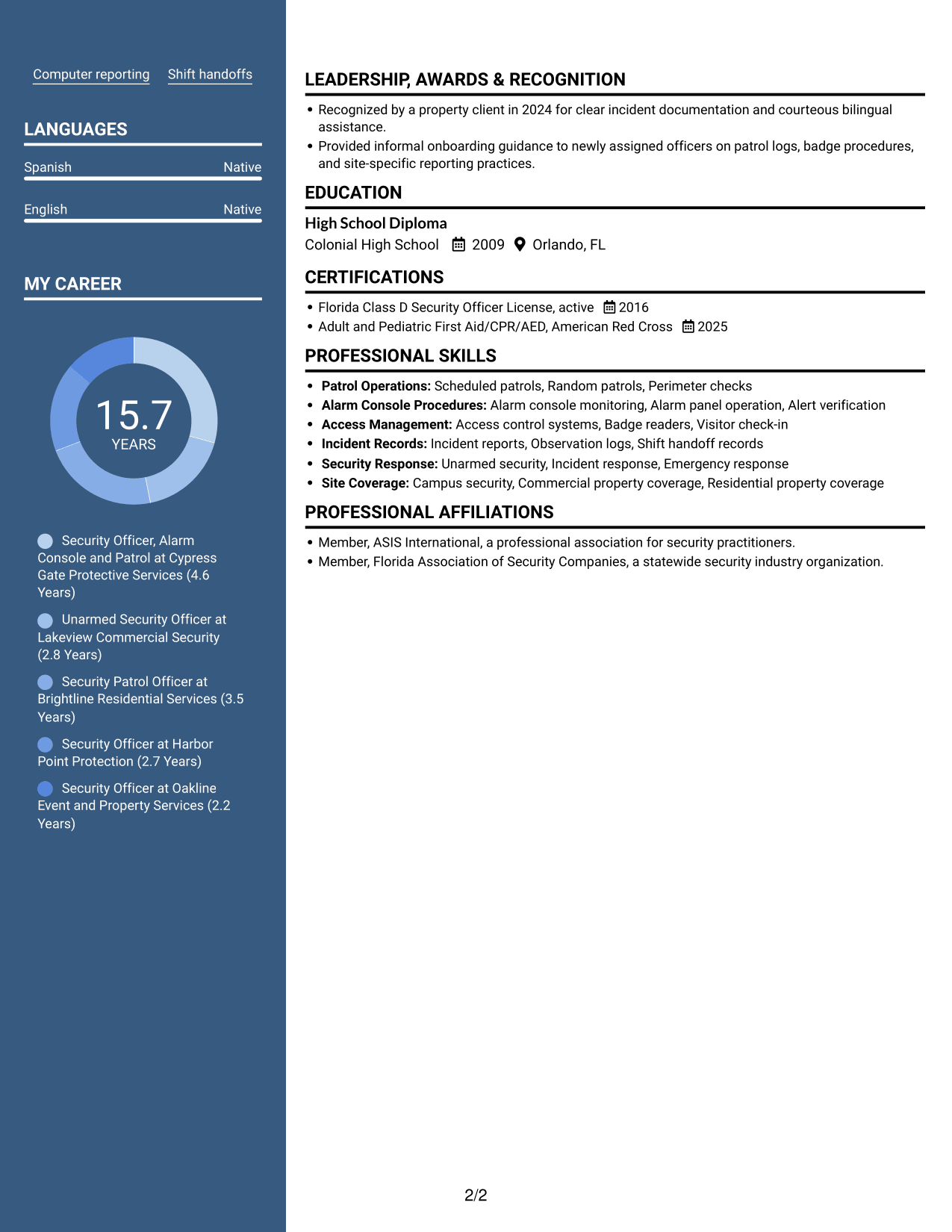 Resume example — page 2
