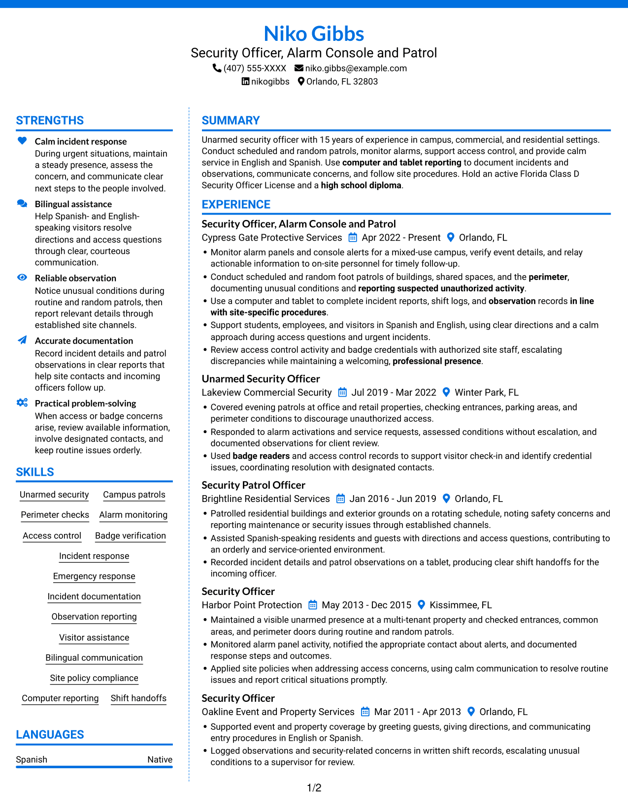 Resume example — page 1