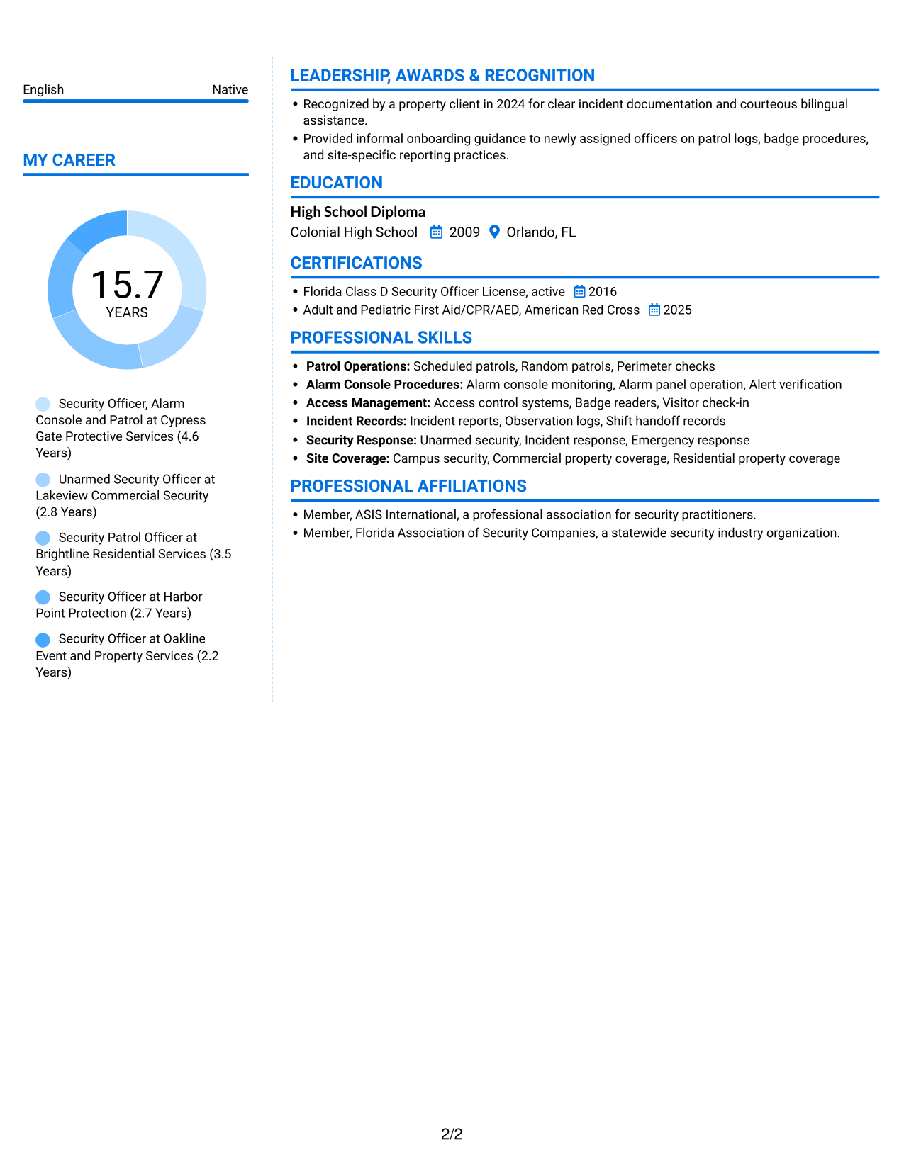 Resume example — page 2