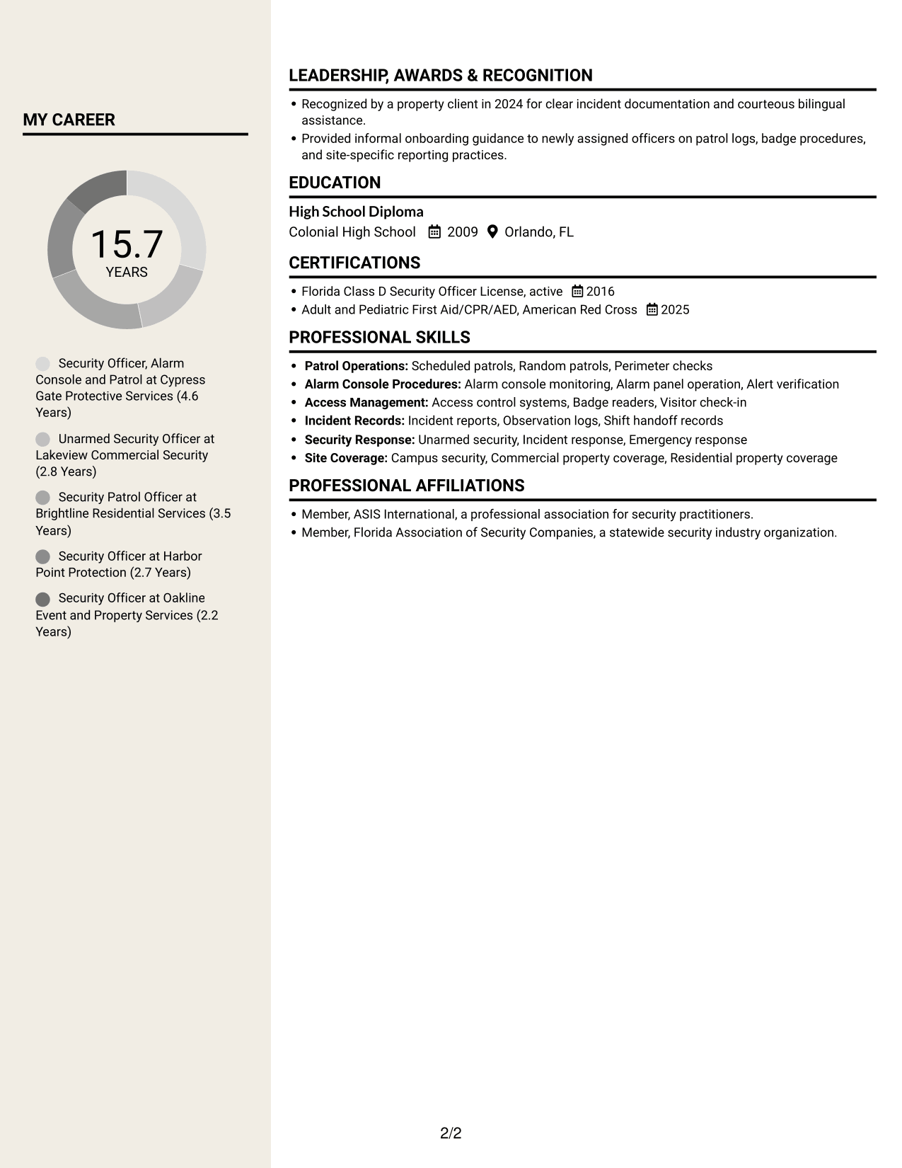 Resume example — page 2