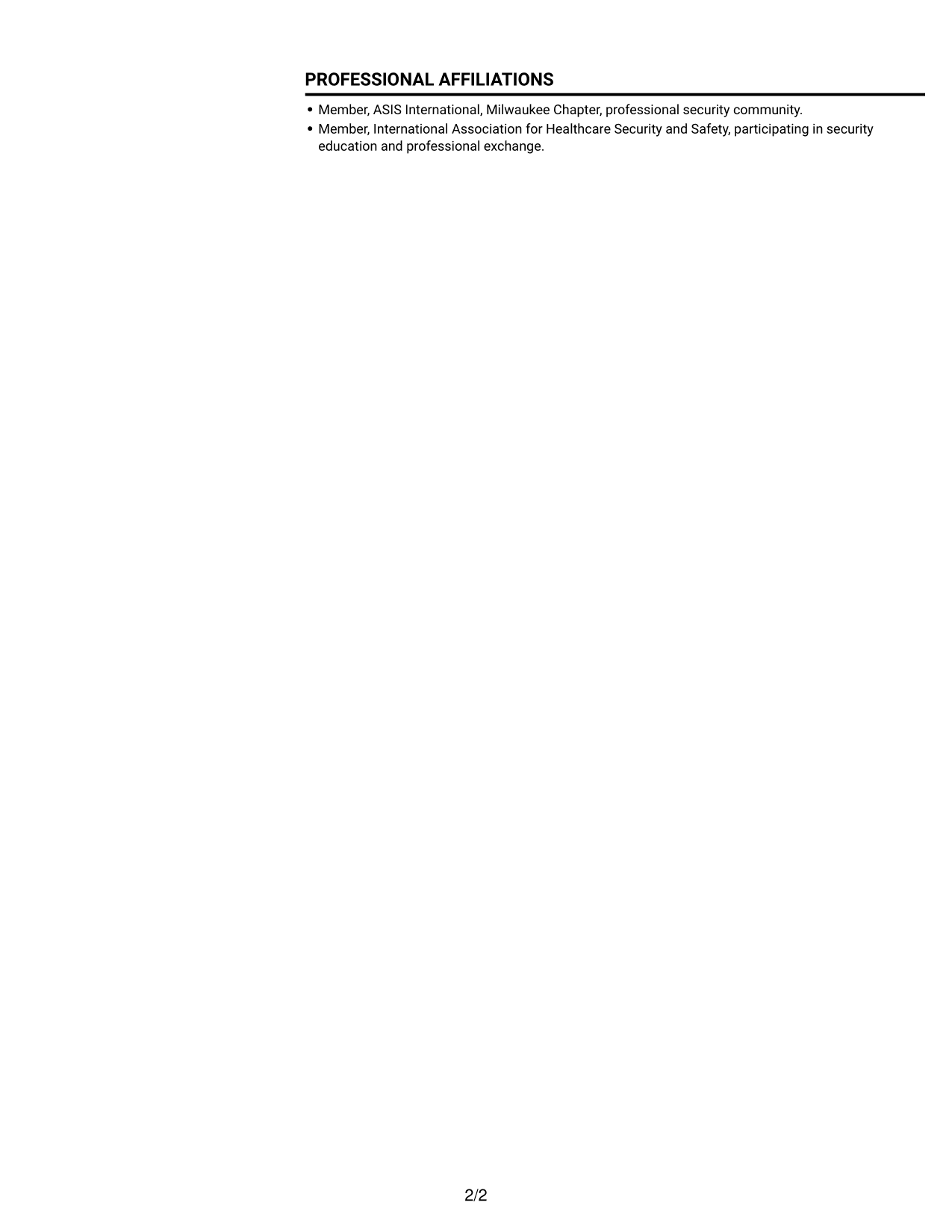 Resume example — page 2