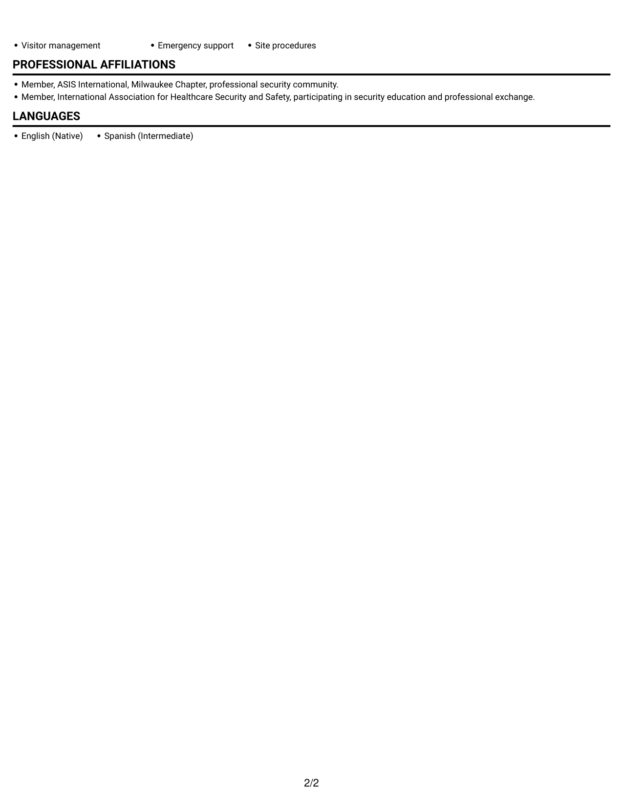 Resume example — page 2