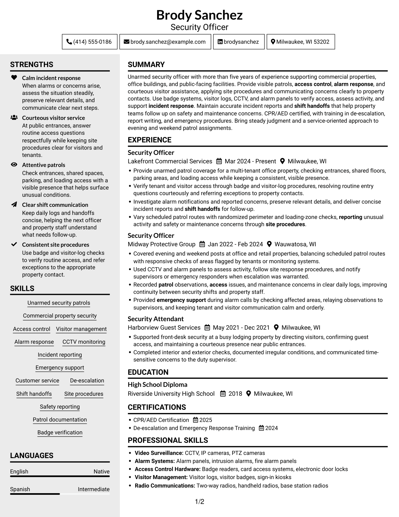 Resume example — page 1