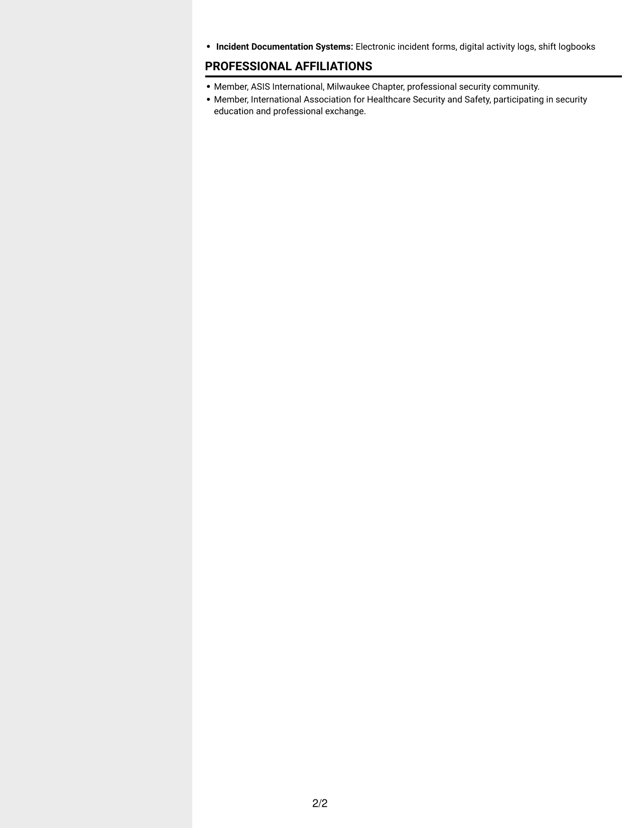 Resume example — page 2