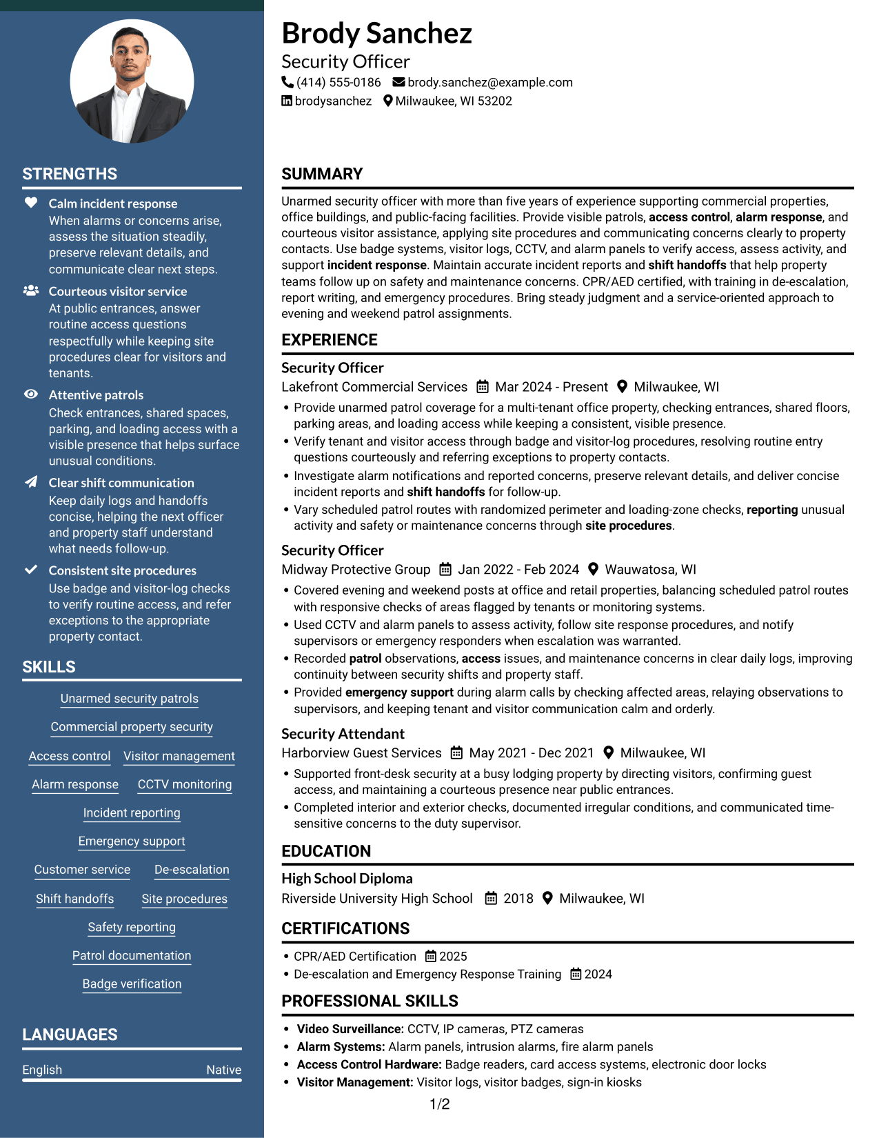 Resume example — page 1