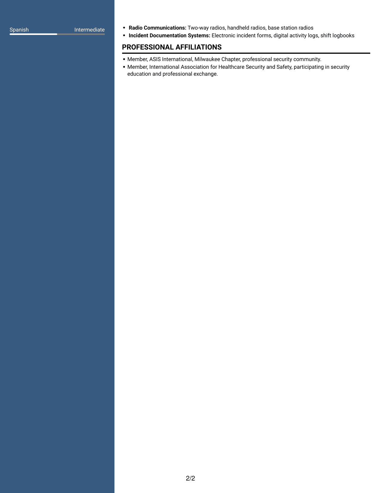Resume example — page 2