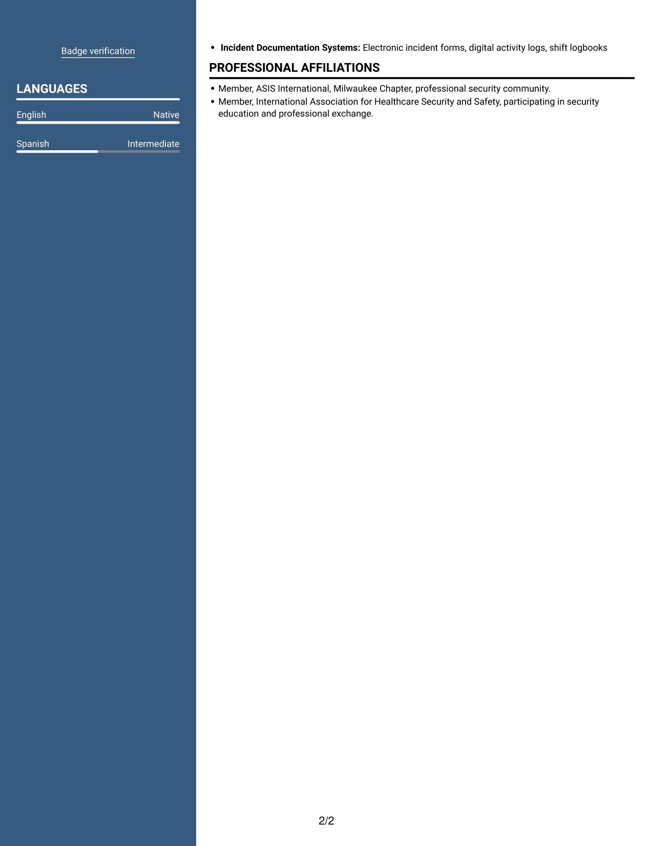 Resume example — page 2