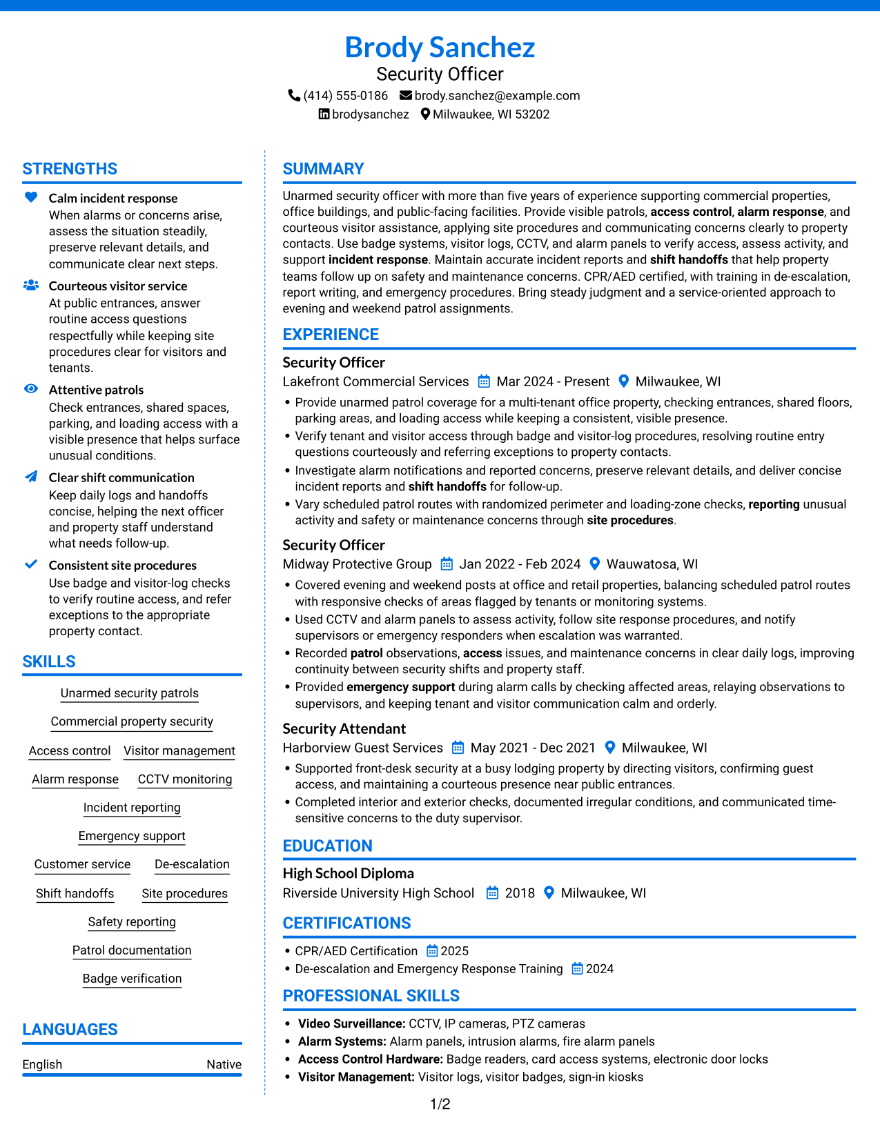Resume example — page 1