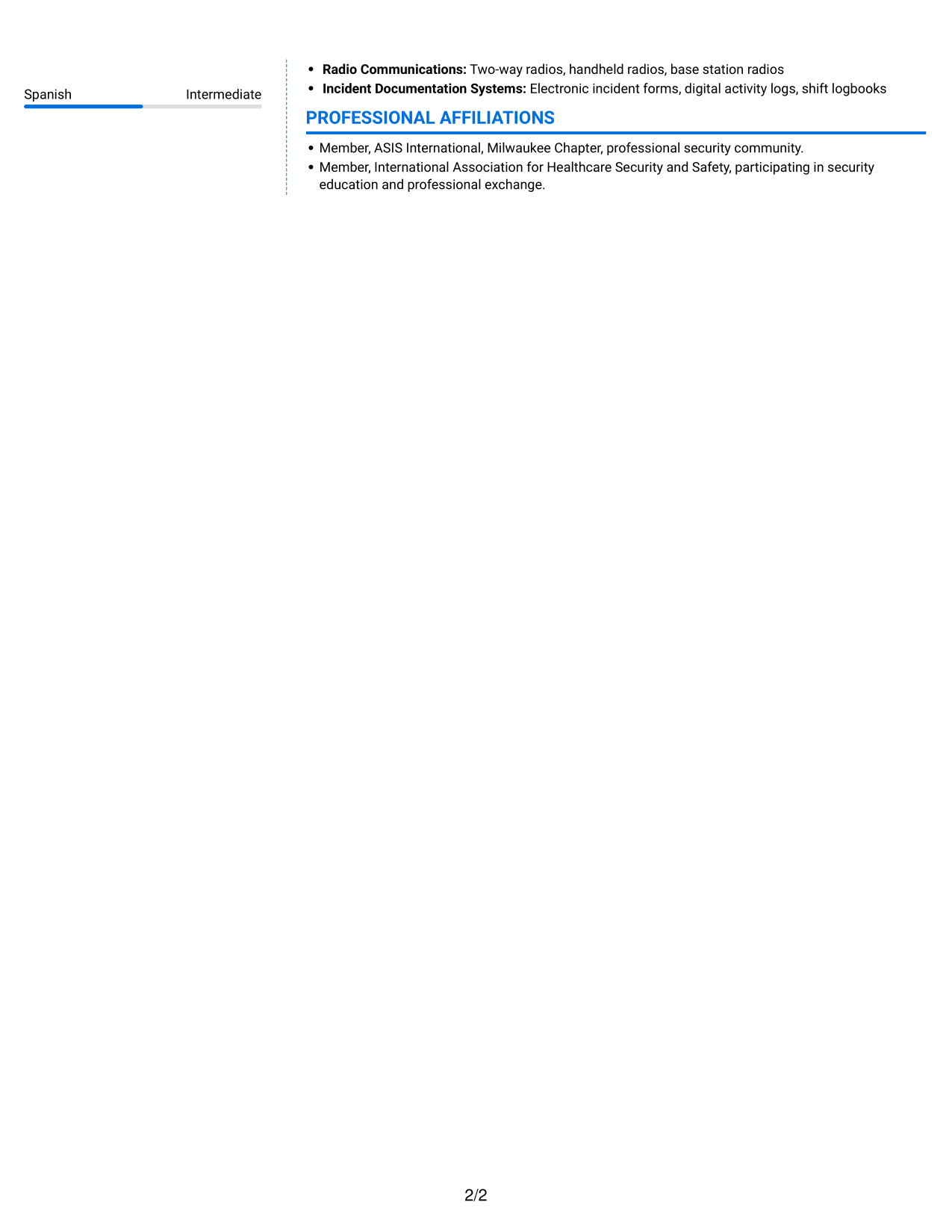 Resume example — page 2