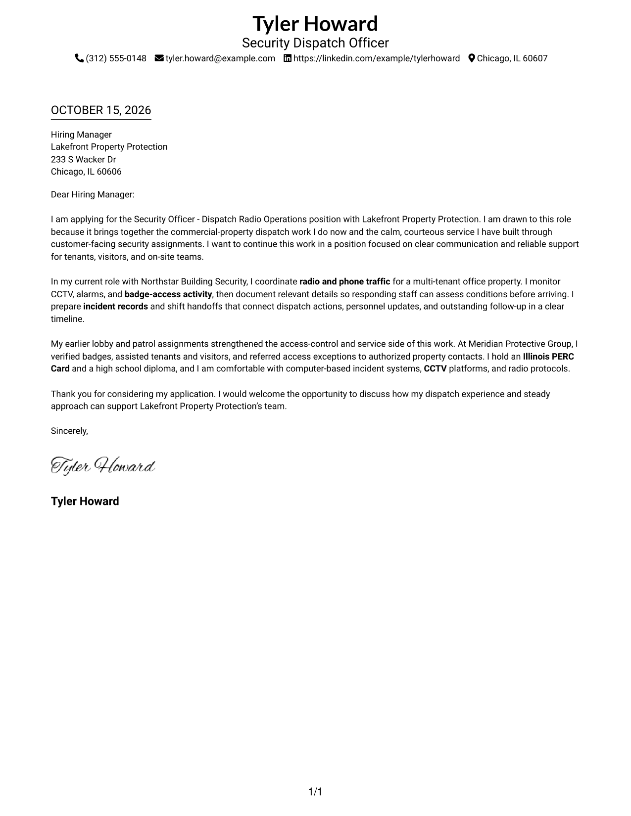 Cover letter example — page 1