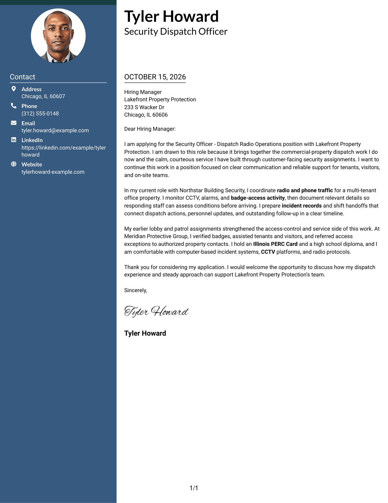Cover letter example — page 1