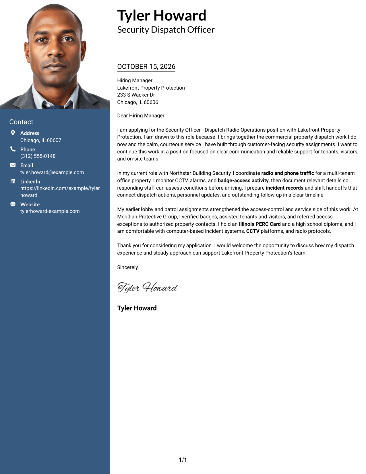 Cover letter example — page 1