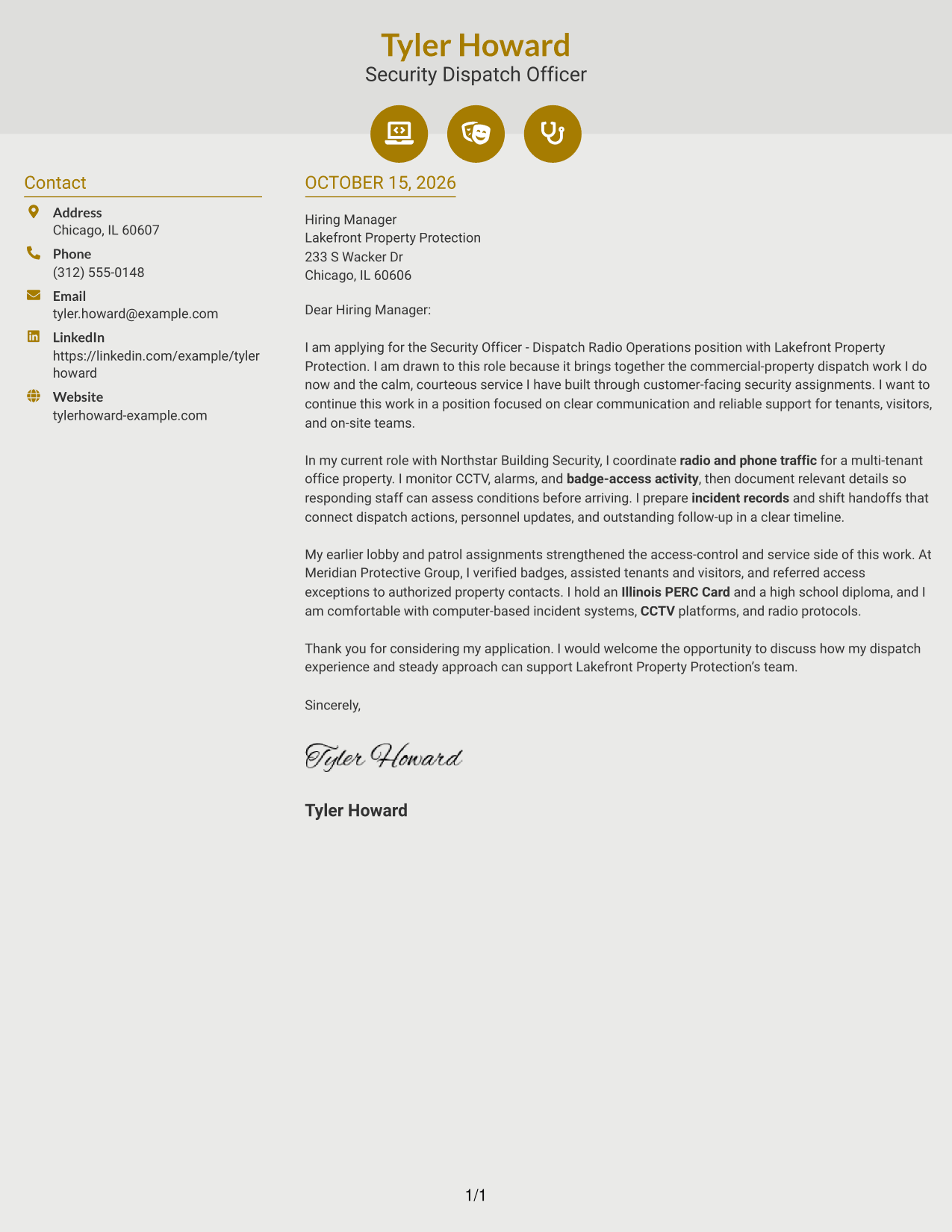 Cover letter example — page 1