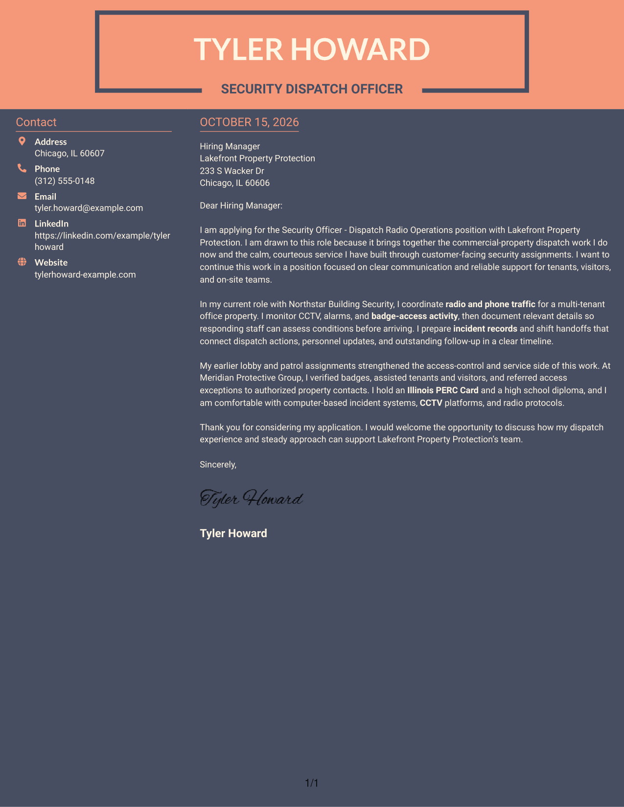 Cover letter example — page 1
