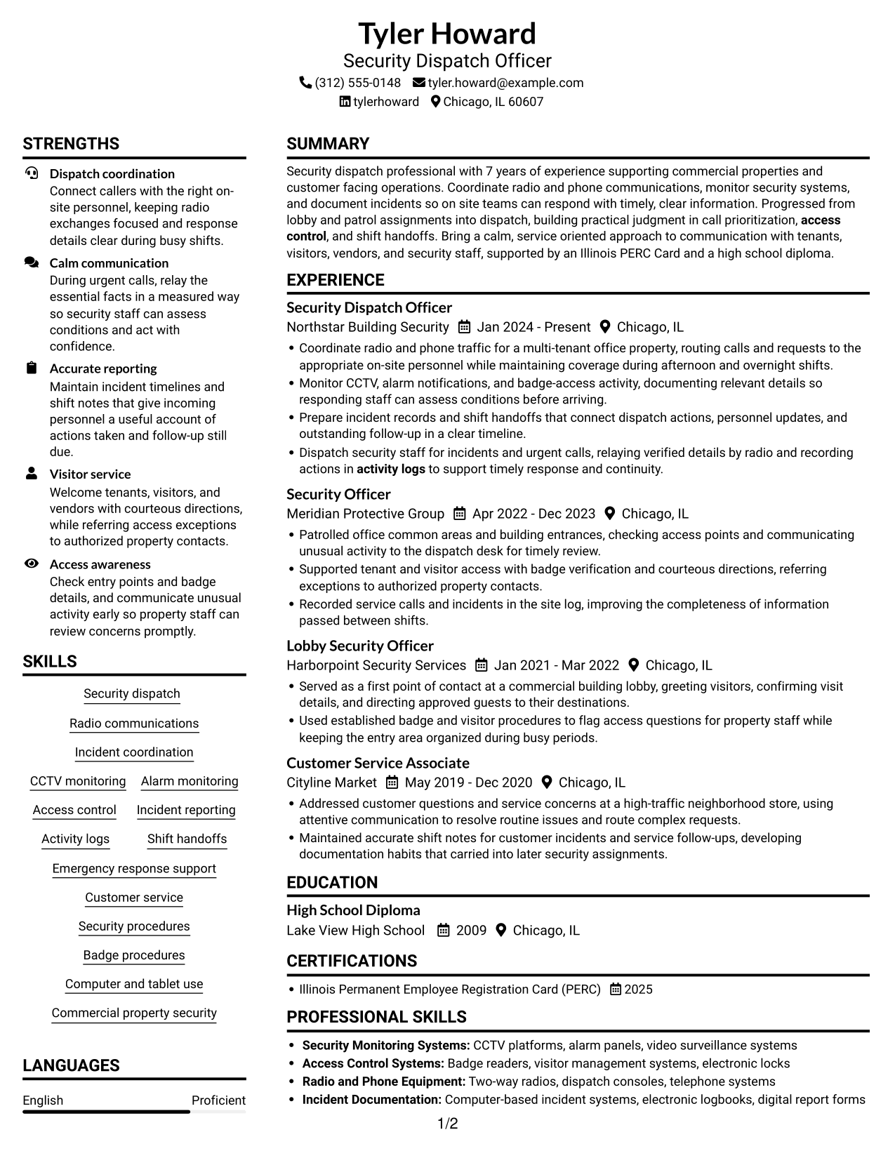 Resume example — page 1