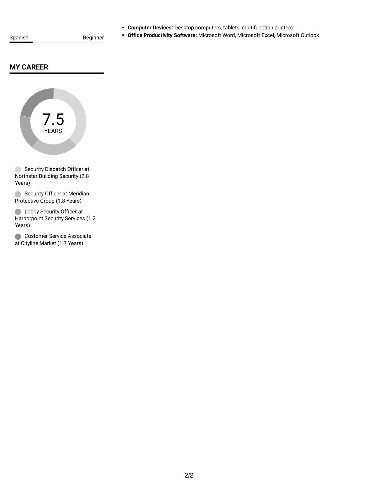 Resume example — page 2